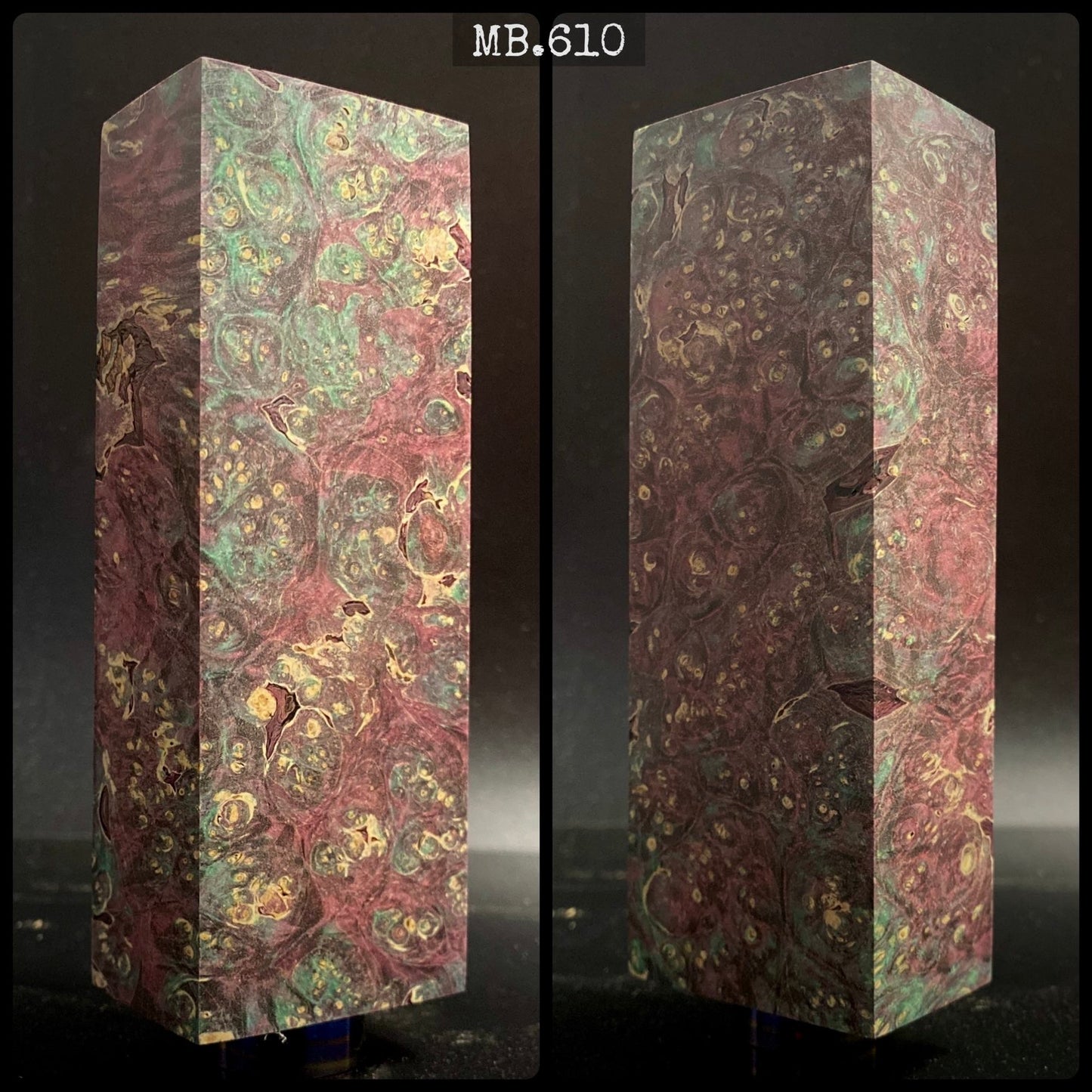 MAPLE BURL, Stabilized Blanks, Purple & Green Color. Woodworking, Crafting. France Stock.