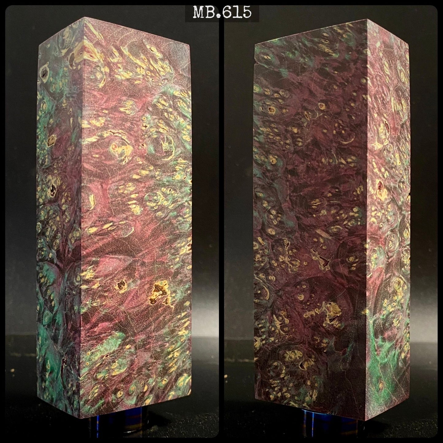 MAPLE BURL, Stabilized Blanks, Purple & Green Color. Woodworking, Crafting. France Stock.