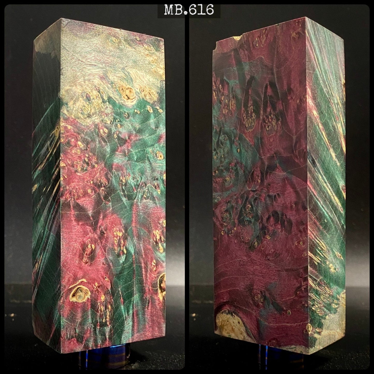 MAPLE BURL, Stabilized Blanks, Purple & Green Color. Woodworking, Crafting. France Stock.
