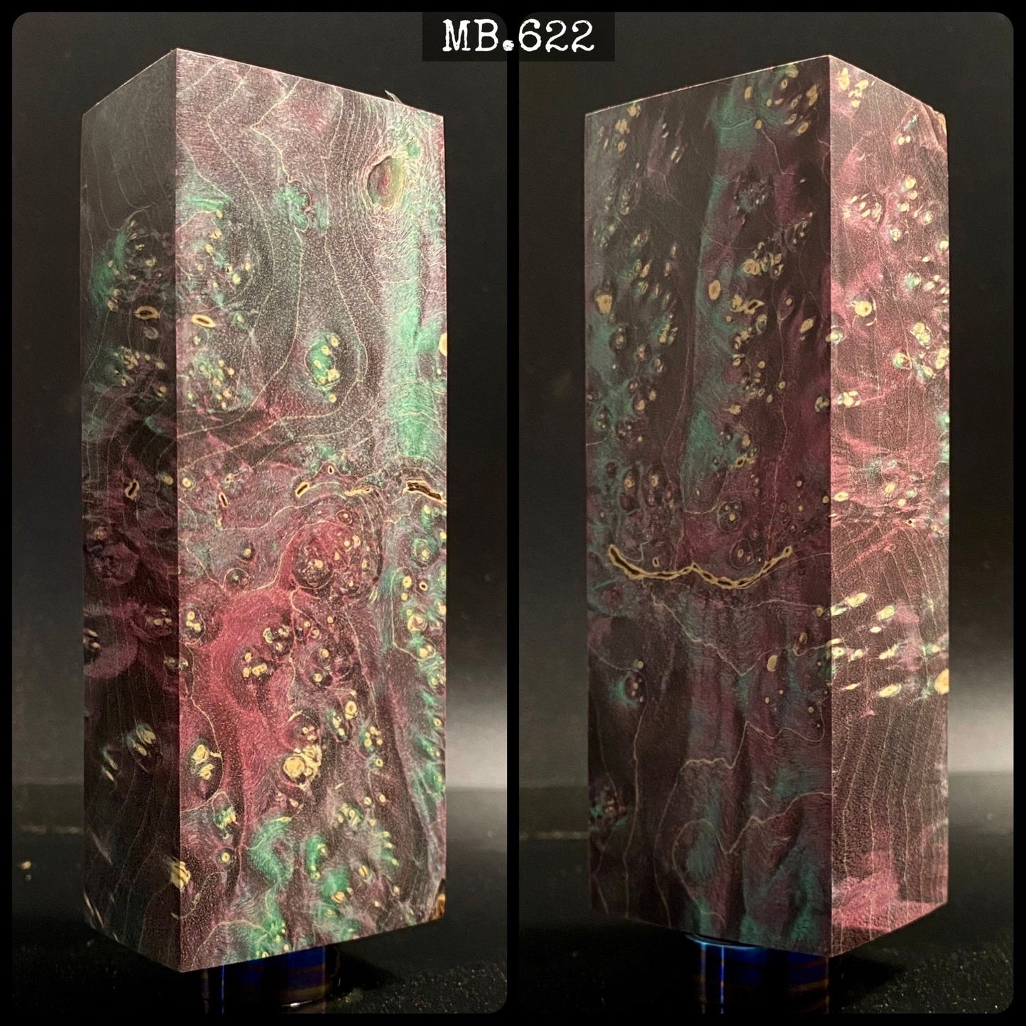 MAPLE BURL, Stabilized Blanks, Purple & Green Color. Woodworking, Crafting. France Stock.