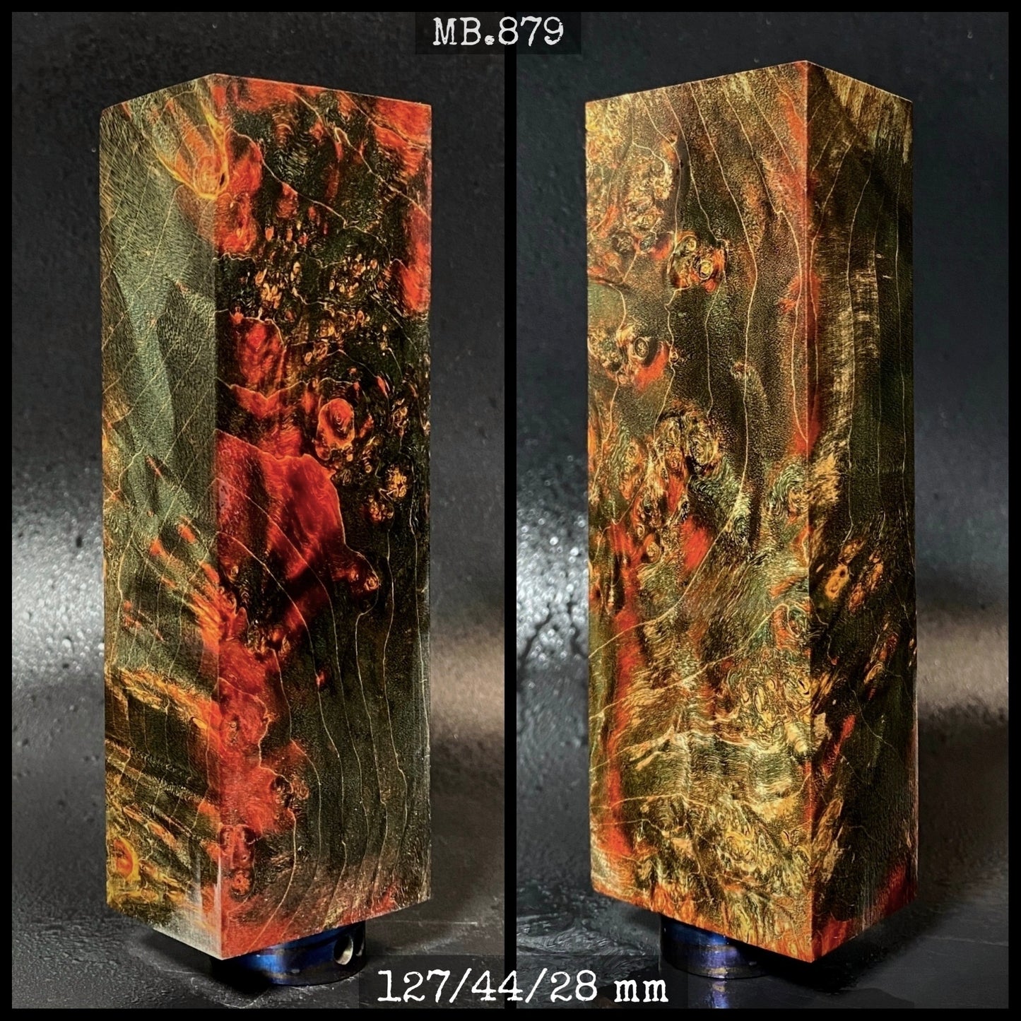 MAPLE BURL Stabilized Wood, Black & Red Colors Blanks. MB.879