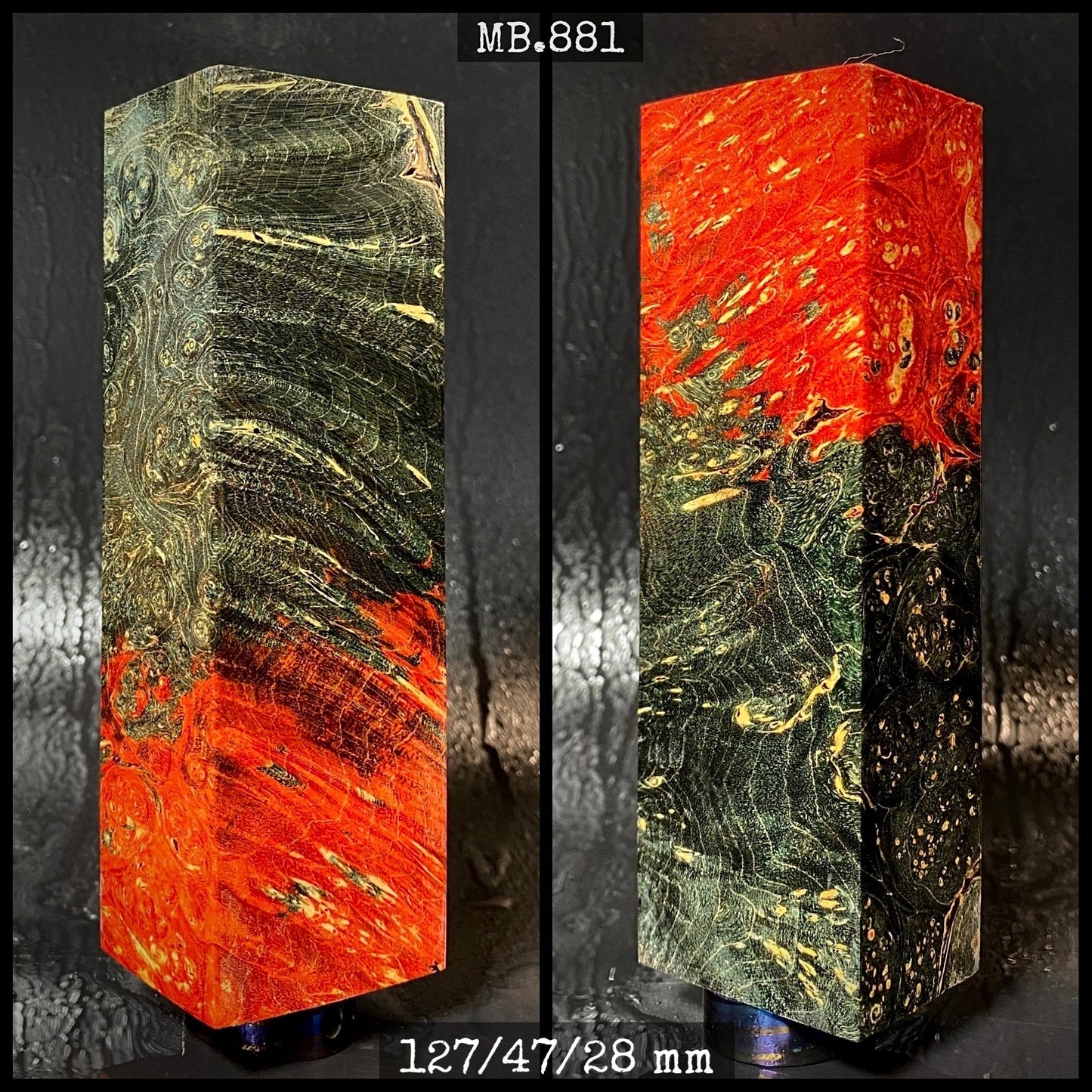 MAPLE BURL Stabilized Wood, Black & Red Colors Blanks. MB.881