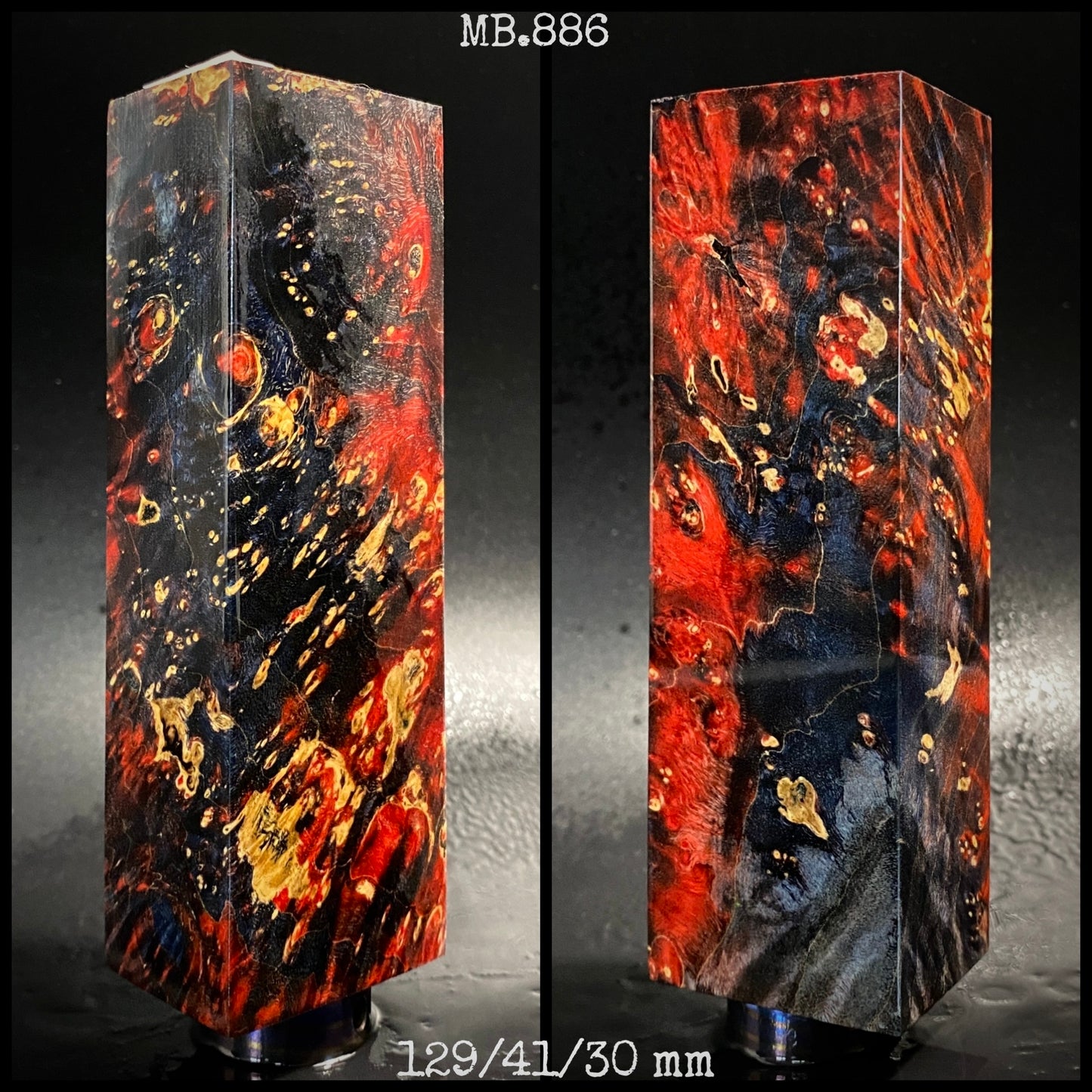 MAPLE BURL Stabilized Wood, Black & Red Colors Blanks. MB.886