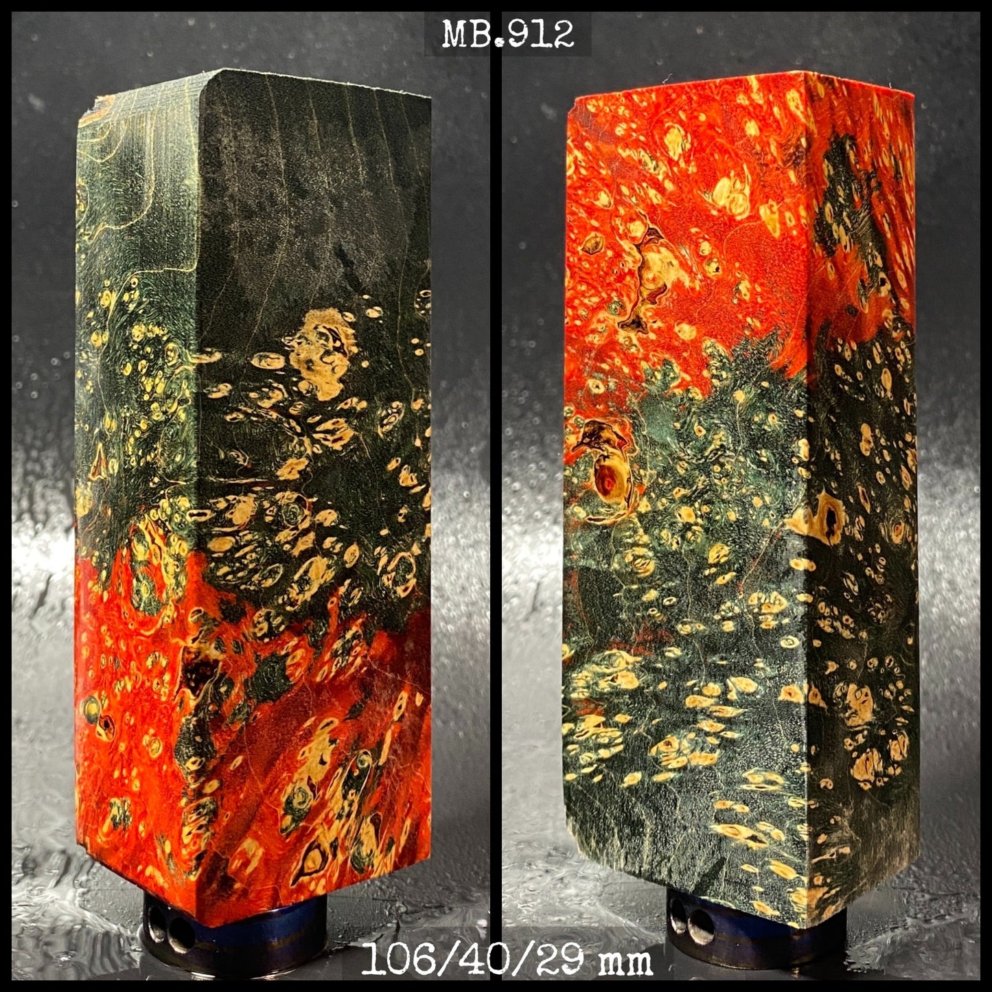 MAPLE BURL Stabilized Wood, Black & Red Colors Blanks. MB.912
