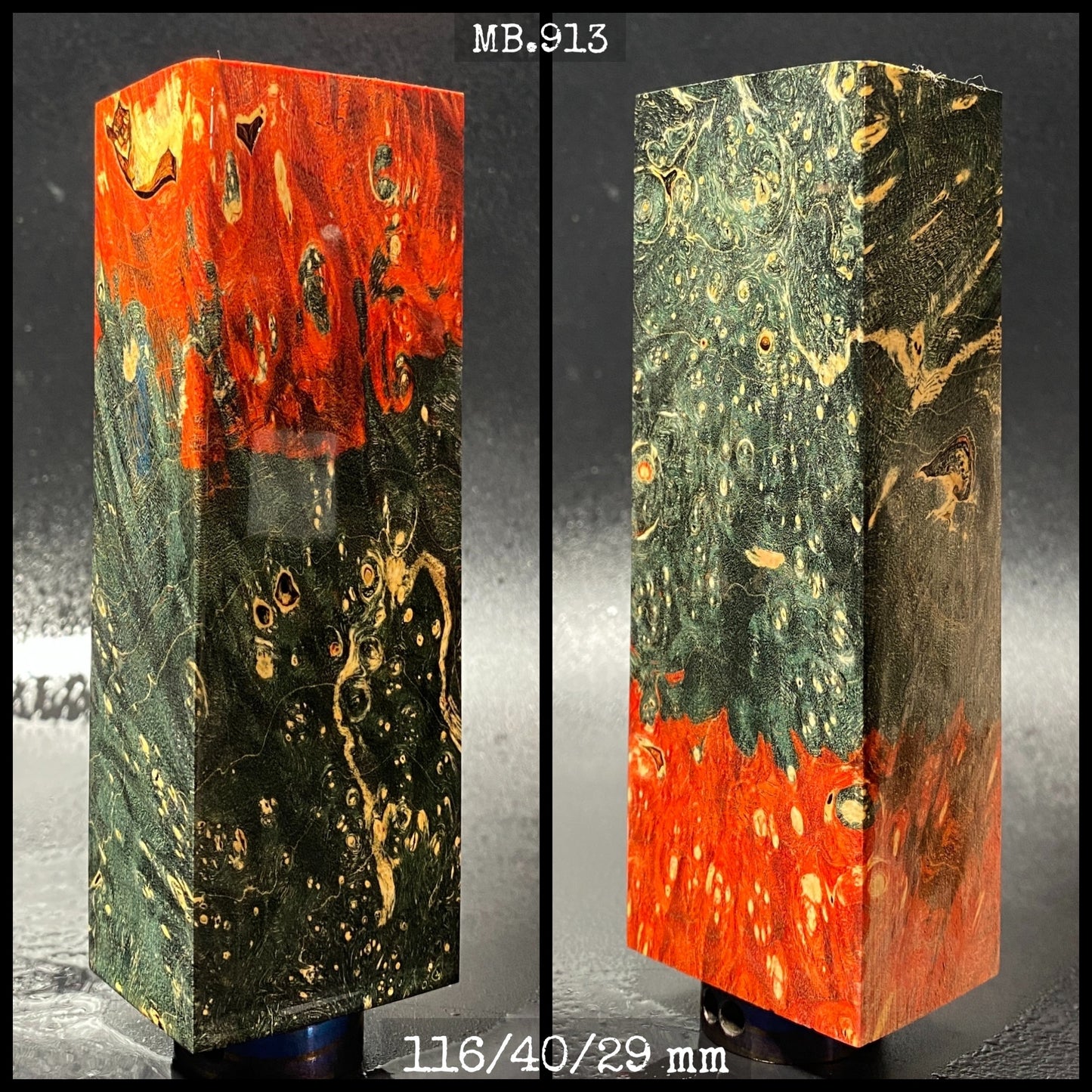 MAPLE BURL Stabilized Wood, Black & Red Colors Blanks. MB.913