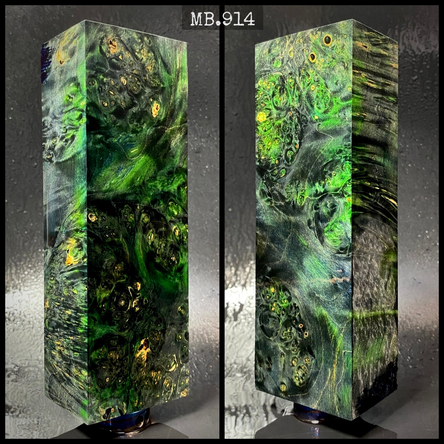 Stabilized Maple Burl Blank – Black & Green. MB.914