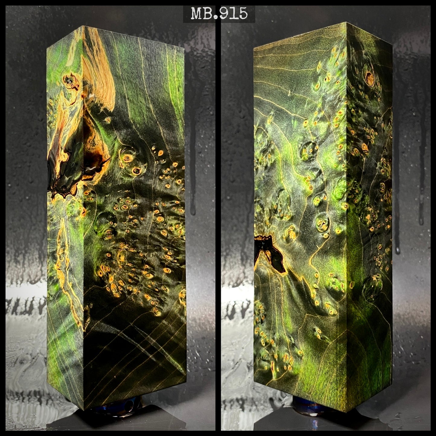 Stabilized Maple Burl Blank – Black & Green. MB.915