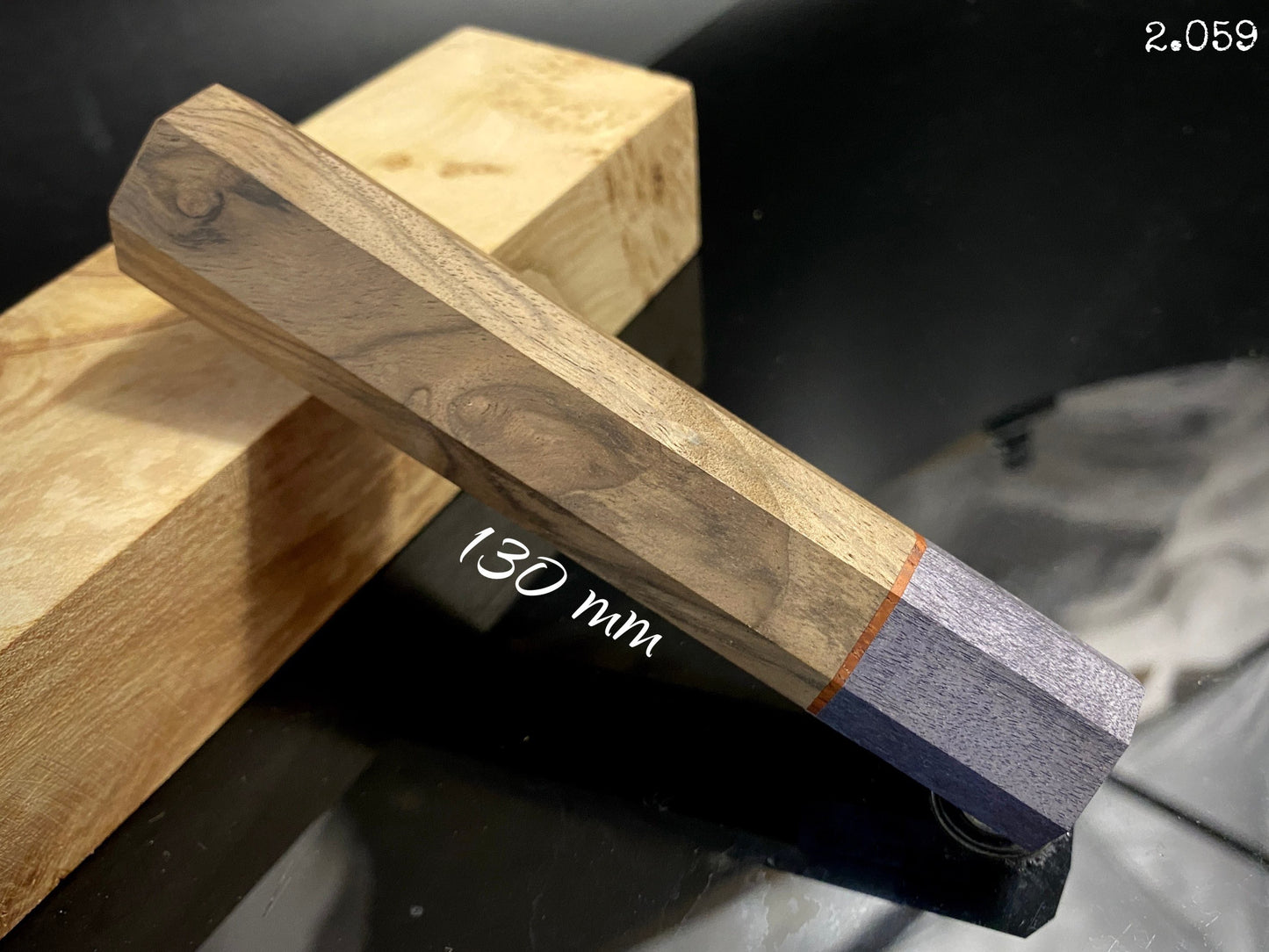 Wa-Handle Blank for kitchen knife, Japanese Style, Walnut Wood. France Stock