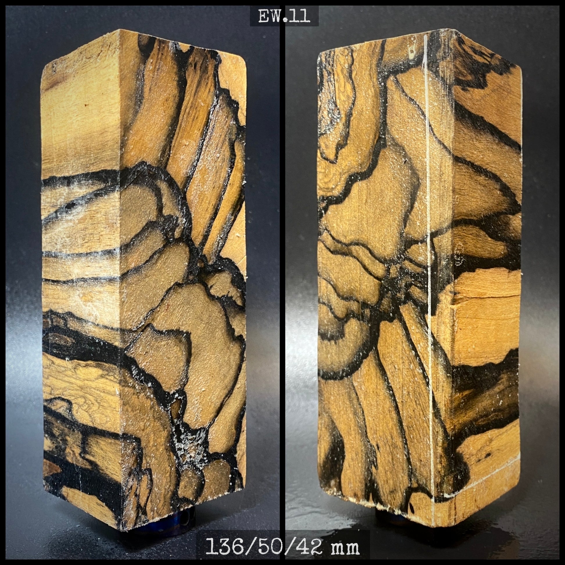 EBONY WOOD, Black & White, Blank 136/50/42 mm, France Stock