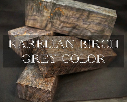 CURLY BIRCH Stabilized Wood, Gray Color Blanks for Woodworking. France Stock.