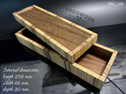 Box 256 mm. for premium knife packing, made of precious woods. #BOX_06