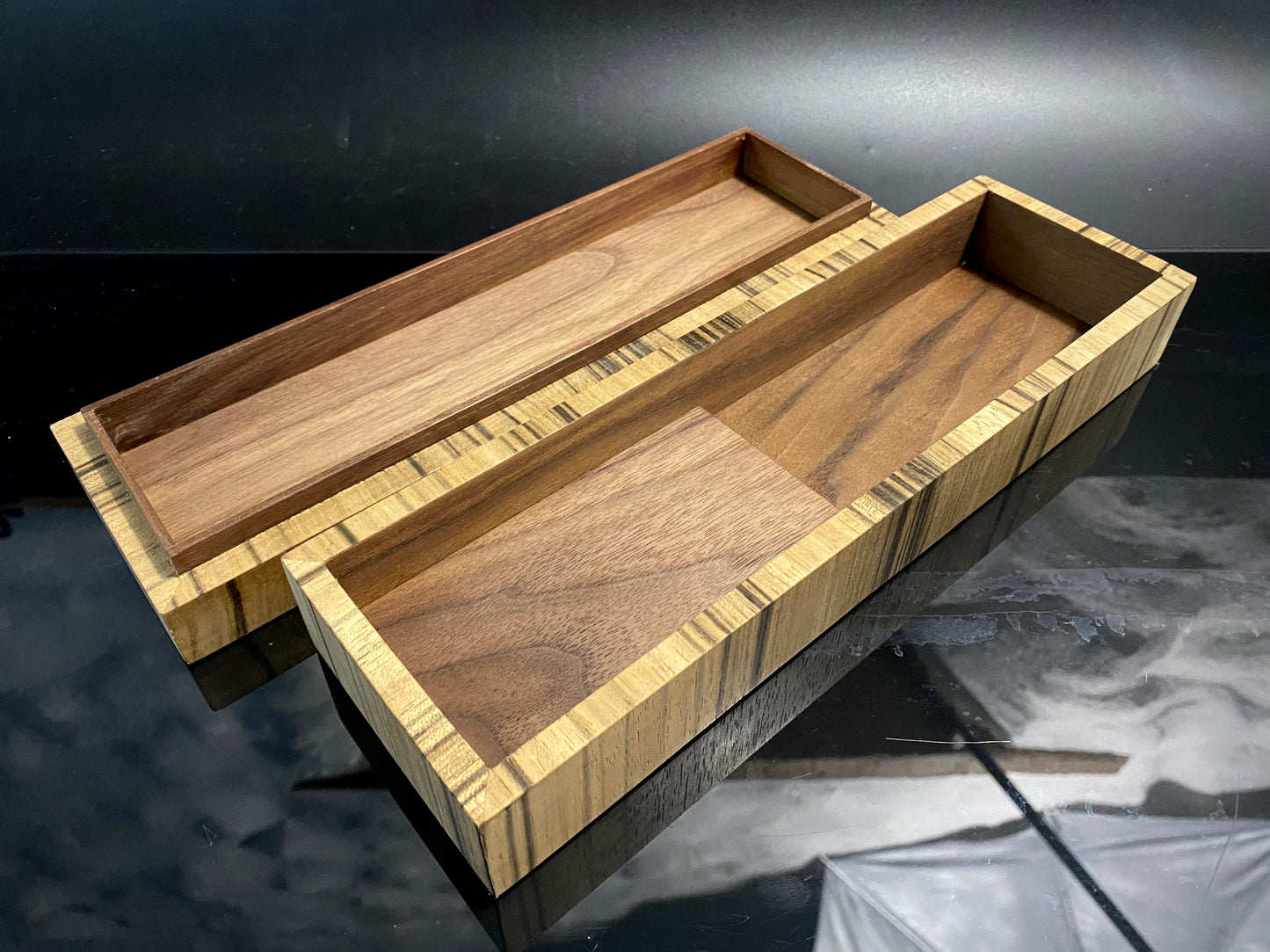 Box 256 mm. for premium knife packing, made of precious woods. #BOX_06
