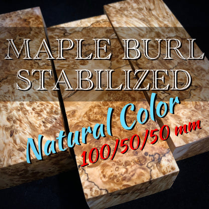 MAPLE BURL Stabilized Wood, Natural Colors, Blanks 100\50\50 mm. France Stock.