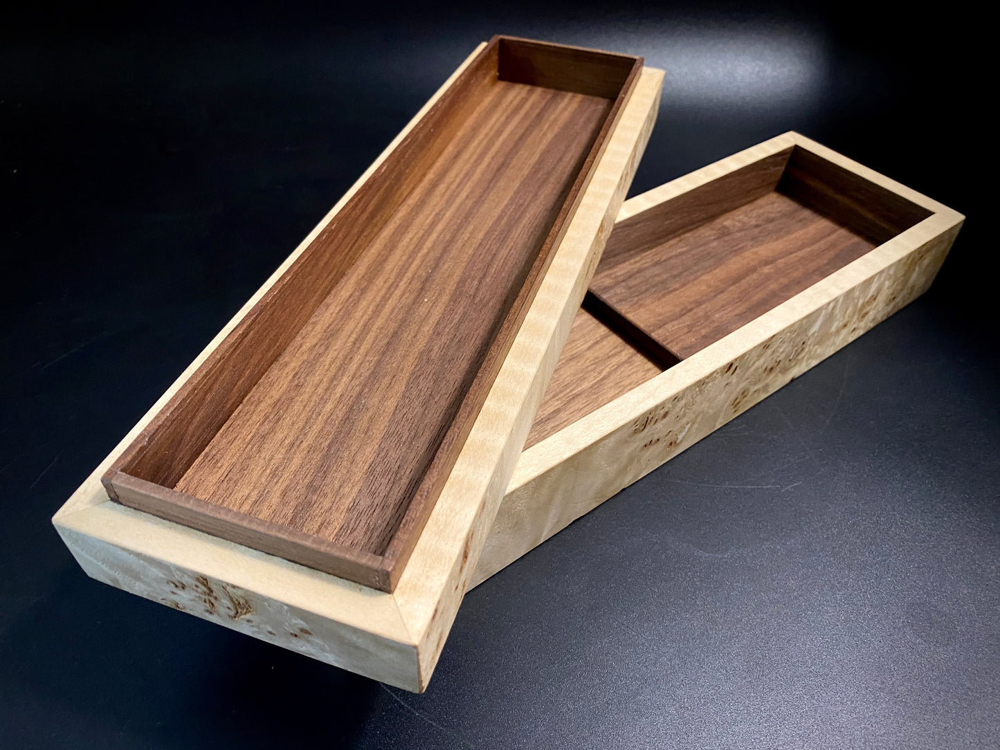 Box 256 mm. for premium knife packing, made of precious woods. #BOX_07