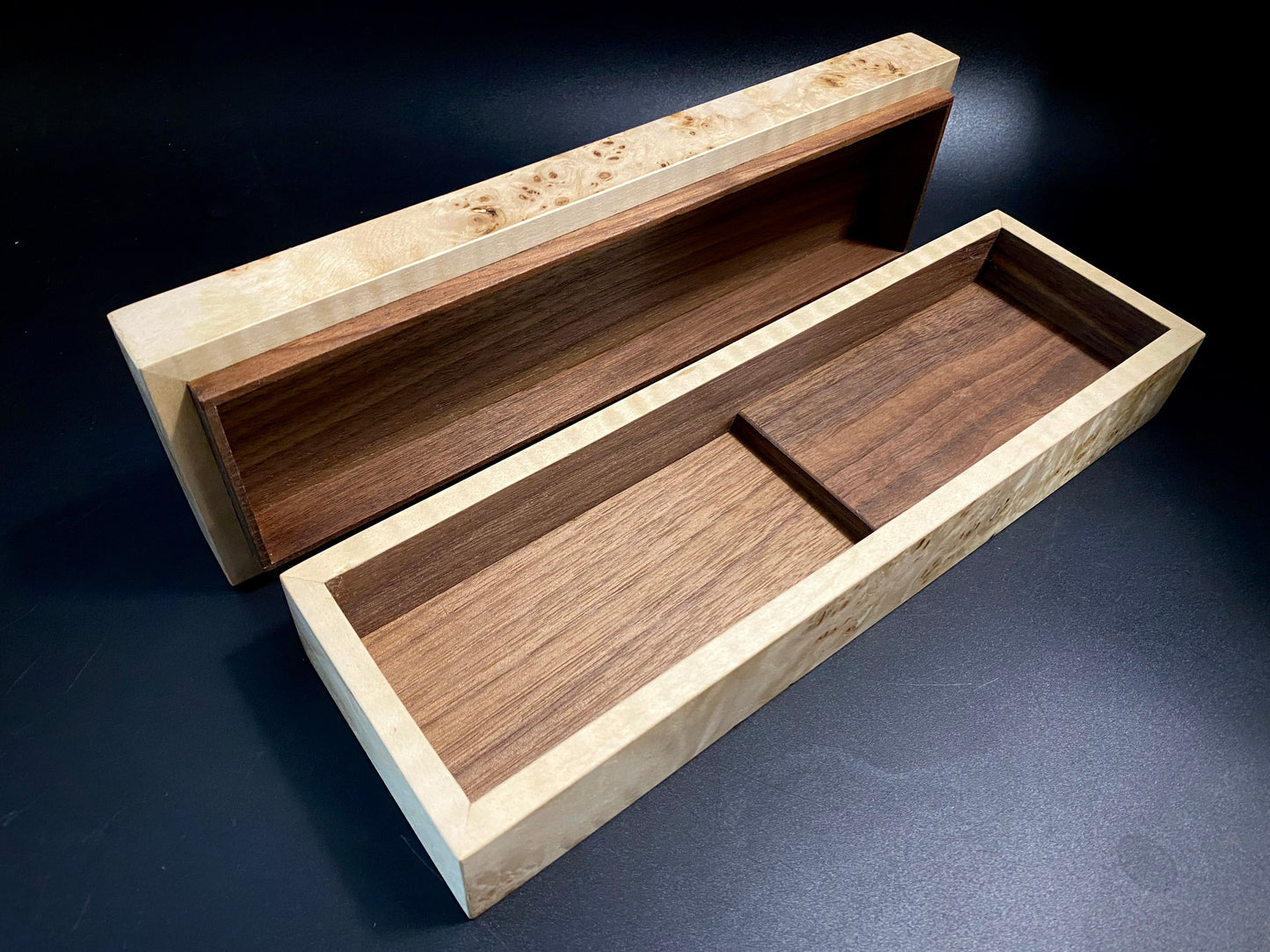 Box 256 mm. for premium knife packing, made of precious woods. #BOX_07