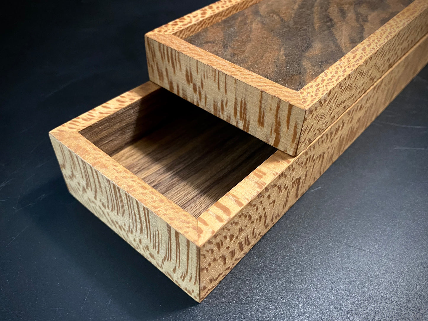 Box 345 mm. for premium knife packing, made of precious woods. #BOX_08