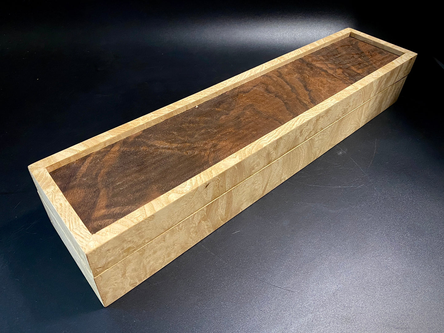 Box 345 mm. for premium knife packing, made of precious woods. #BOX_10