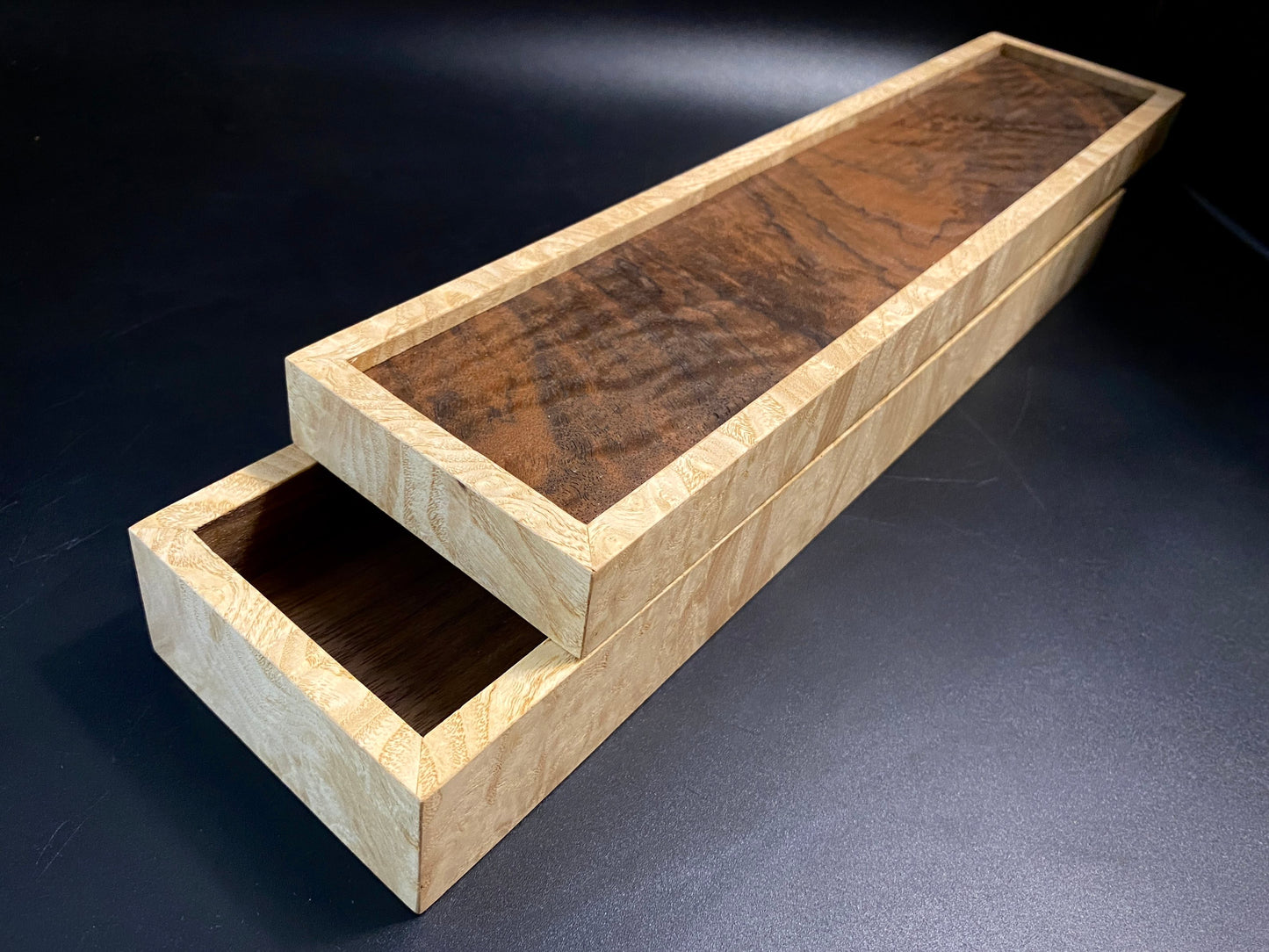 Box 345 mm. for premium knife packing, made of precious woods. #BOX_10