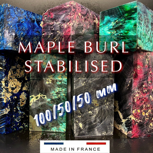 MAPLE BURL Stabilized Wood Blanks 100\50\50 mm, Premium Colors. France Stock.