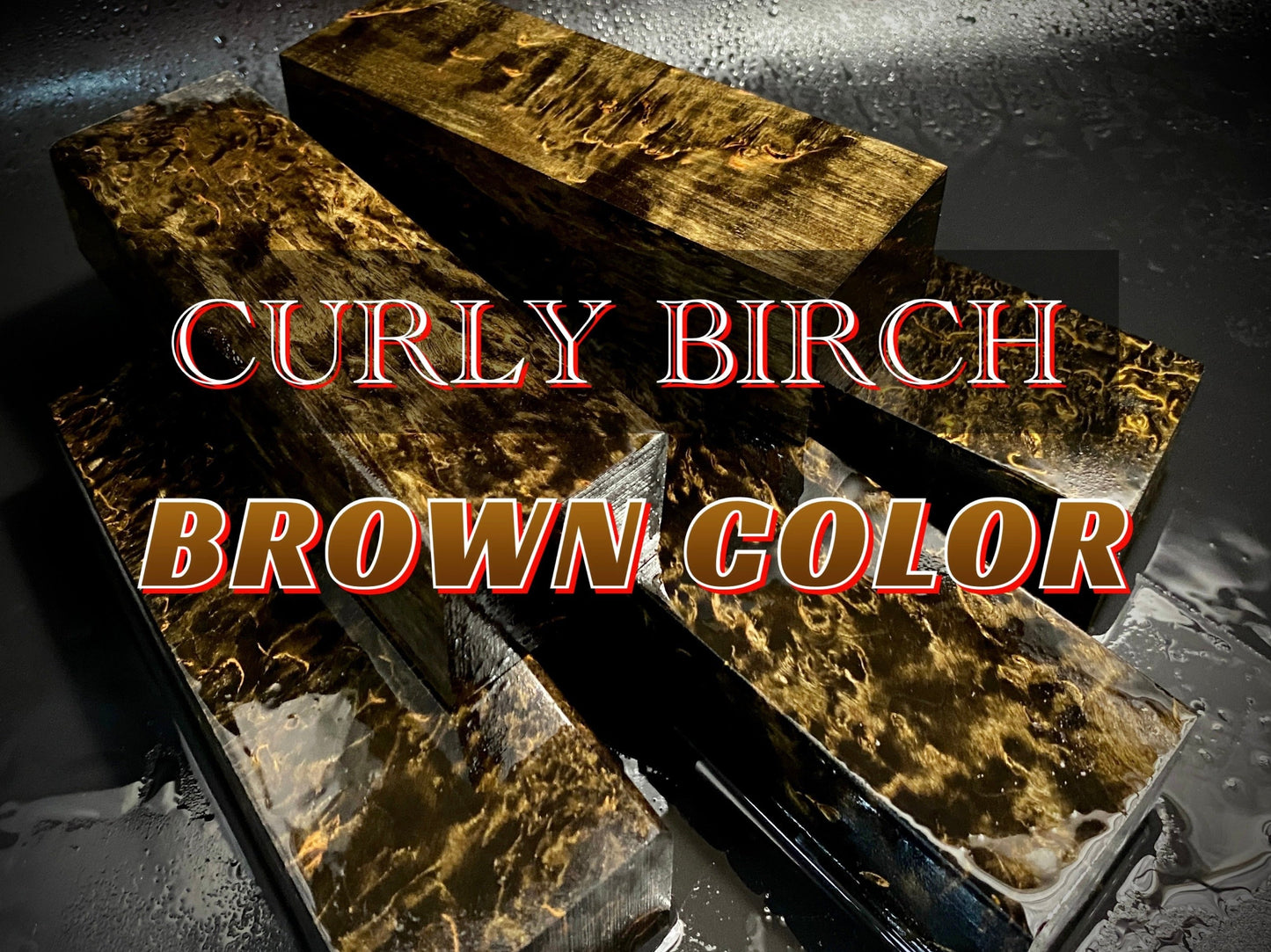 CURLY BIRCH Stabilized Wood, Brown Color Blanks for Woodworking. France Stock.