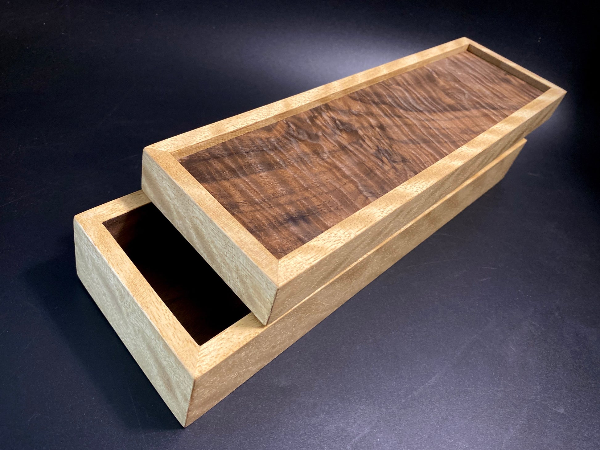 Box 256 mm. for premium knife packing, made of precious woods. #BOX_03
