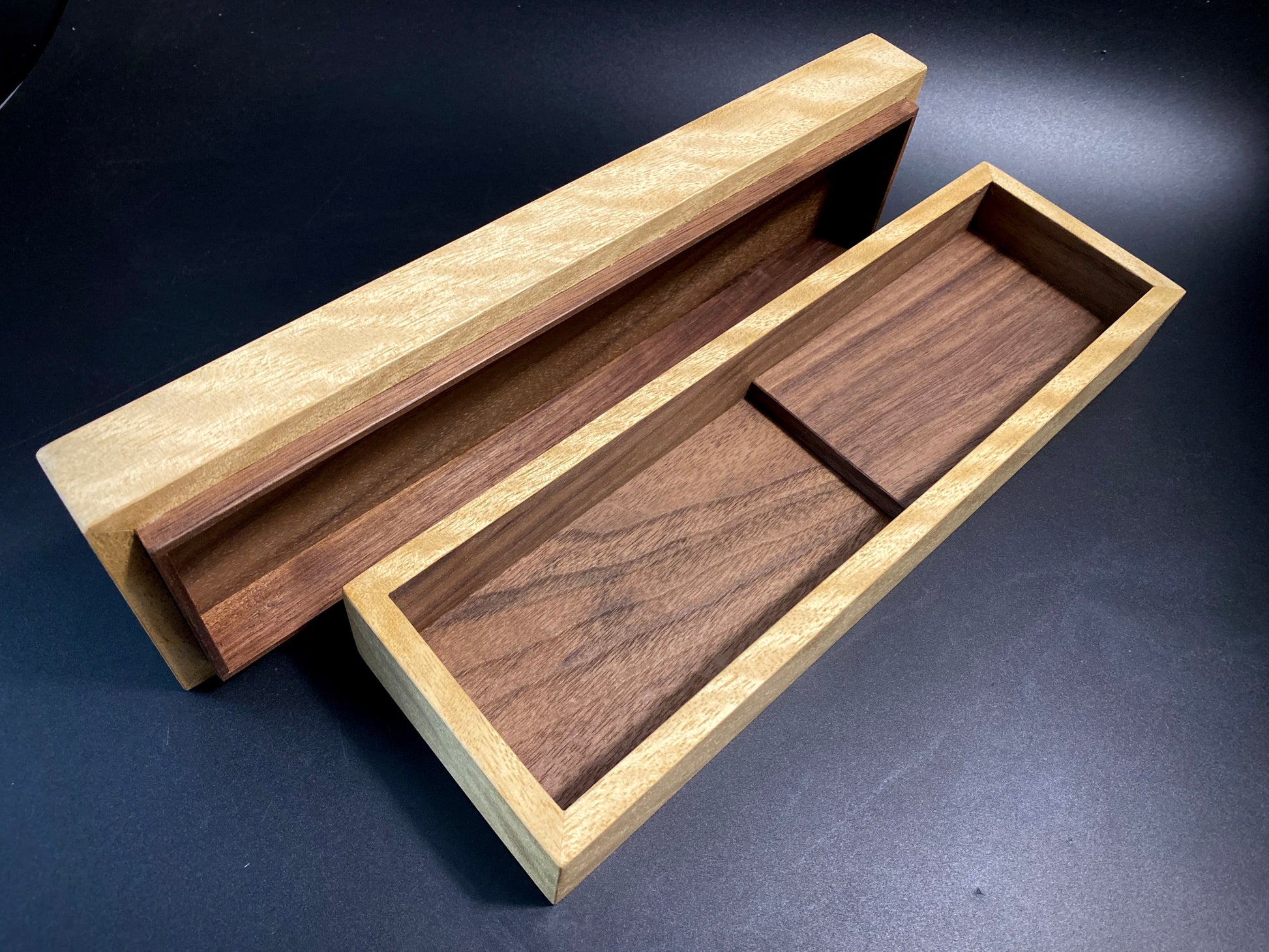 Box 256 mm. for premium knife packing, made of precious woods. #BOX_03