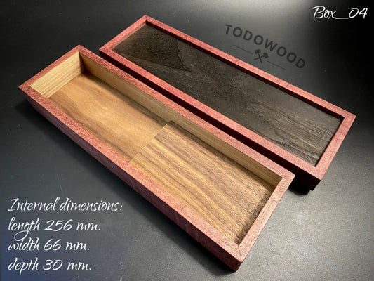 Box 256 mm. for premium knife packing, made of precious woods. #BOX_04