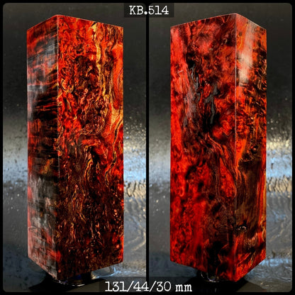CURLY BIRCH Stabilized Wood, Red & Black Colors, Blanks for Woodworking. France Stock.
