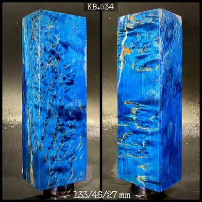 CURLY BIRCH Stabilized Wood, Blue Color Blanks for Woodworking. France Stock.