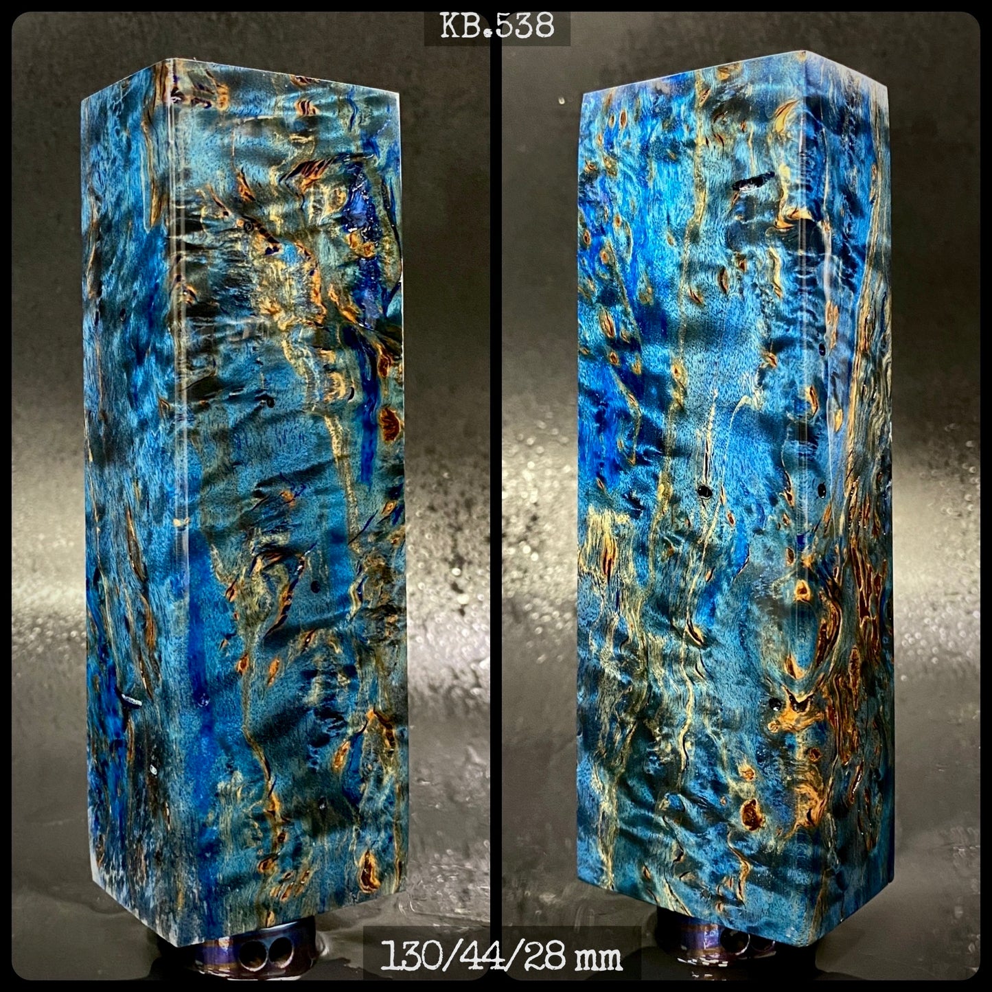 CURLY BIRCH Stabilized Wood, Blue Color Blanks for Woodworking. France Stock.