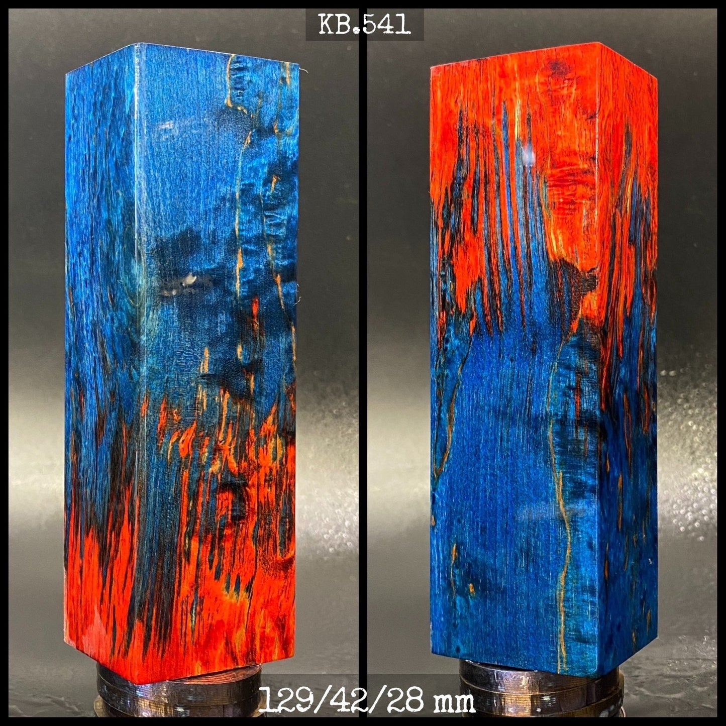 CURLY BIRCH Stabilized Wood, Red & Blue Colors, Blanks for Woodworking. France Stock.