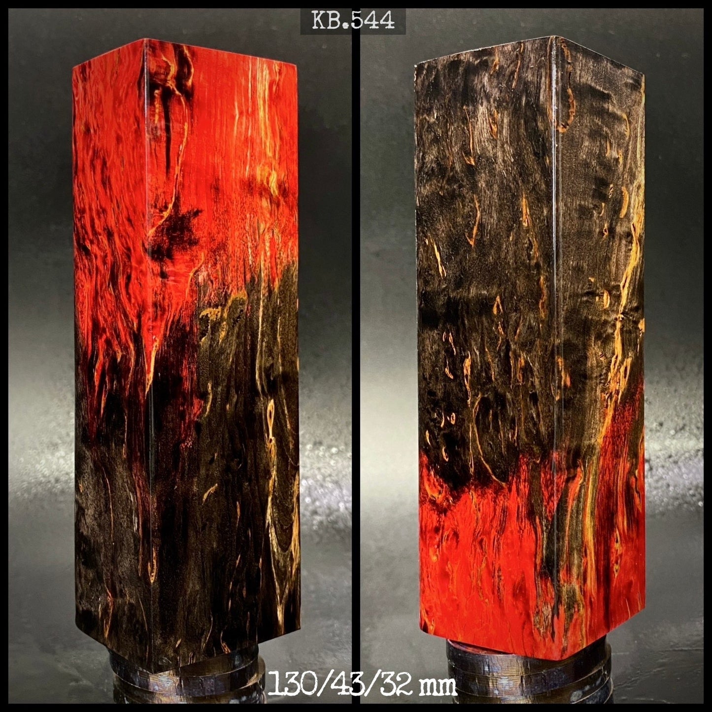 CURLY BIRCH Stabilized Wood, Red & Black Colors, Blanks for Woodworking. France Stock.