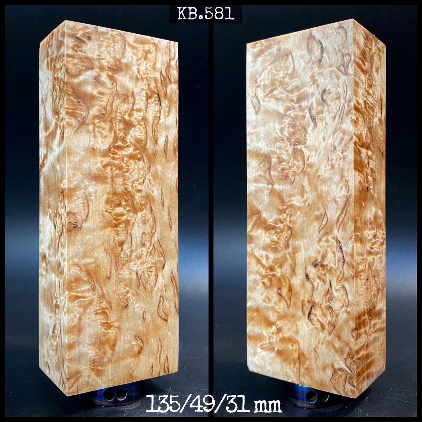 CURLY BIRCH Stabilized Wood, Natural Color Blanks for Woodworking. France Stock.