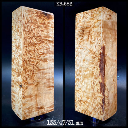 CURLY BIRCH Stabilized Wood, Natural Color Blanks for Woodworking. France Stock.