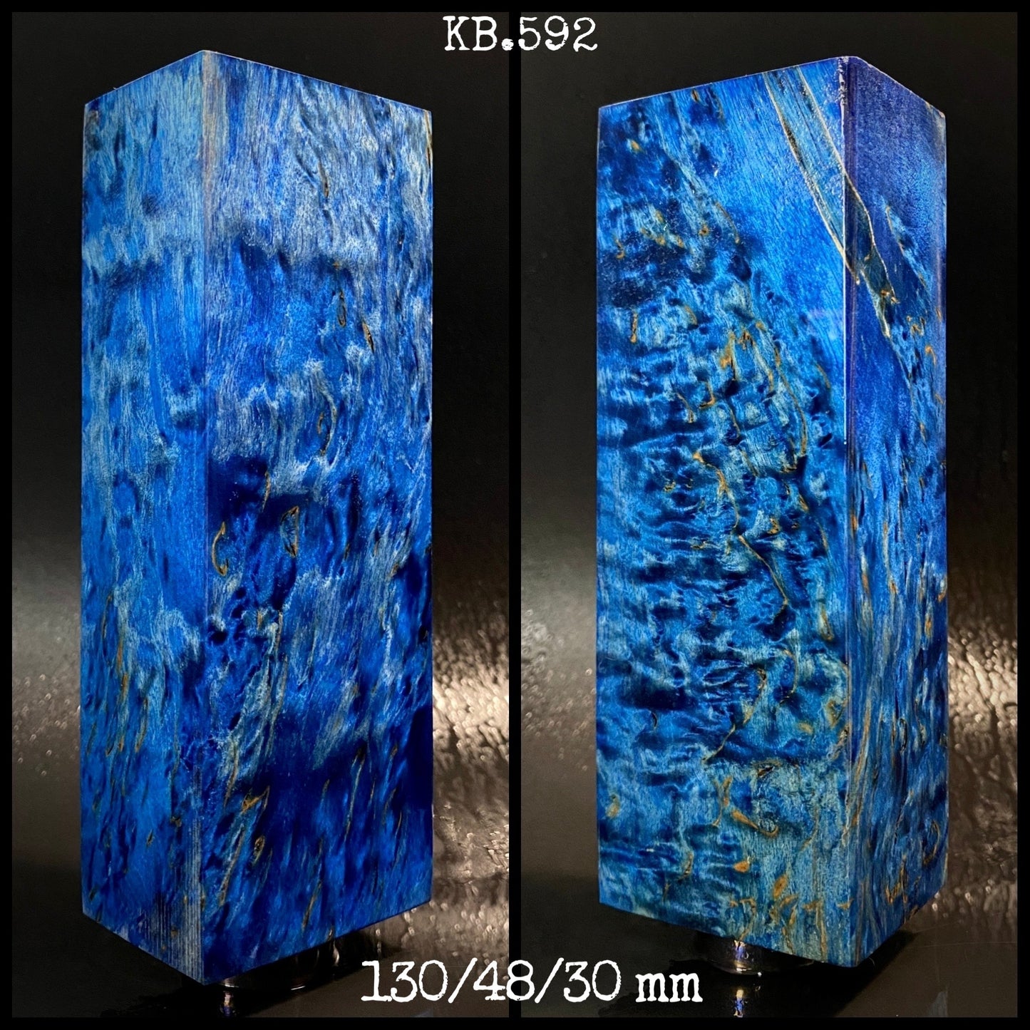 CURLY BIRCH Stabilized Wood, Blue Color Blanks for Woodworking. France Stock.