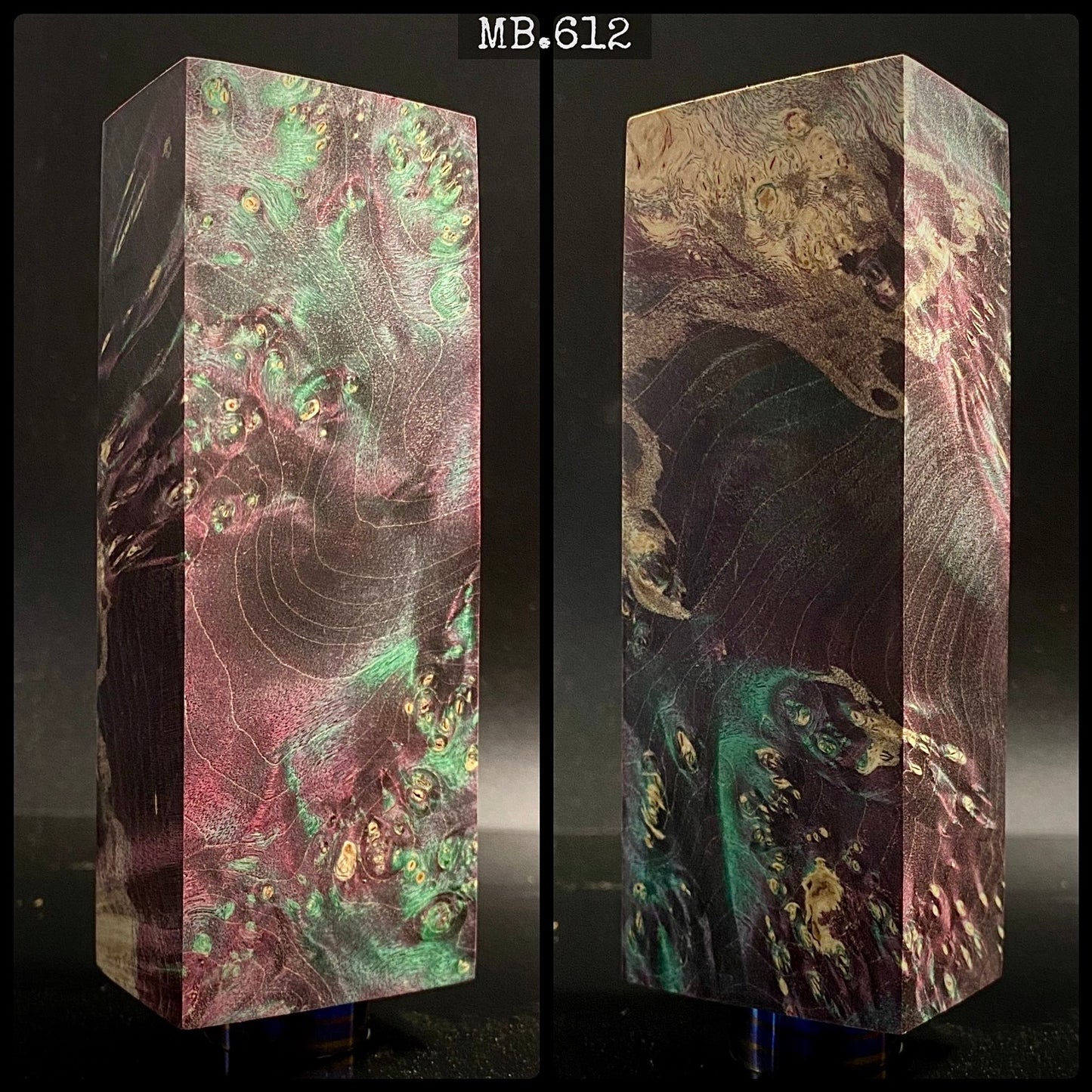 MAPLE BURL, Stabilized Blanks, Purple & Green Color. Woodworking, Crafting. France Stock.
