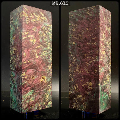 MAPLE BURL, Stabilized Blanks, Purple & Green Color. Woodworking, Crafting. France Stock.
