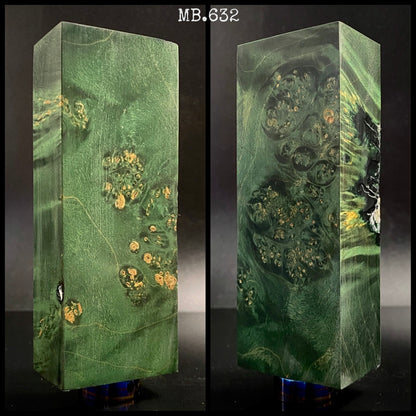 MAPLE BURL, Stabilized Blanks, Green Color. Woodworking, Crafting. France Stock.