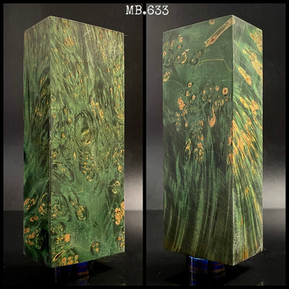 MAPLE BURL, Stabilized Blanks, Green Color. Woodworking, Crafting. France Stock.