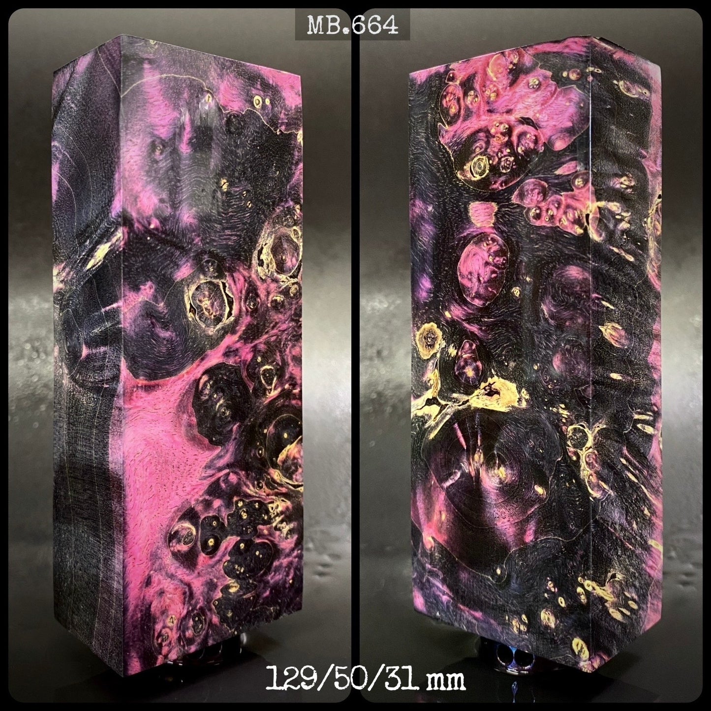 MAPLE BURL, Stabilized Blanks, Purple & Black Colors. Woodworking, Crafting. France Stock.