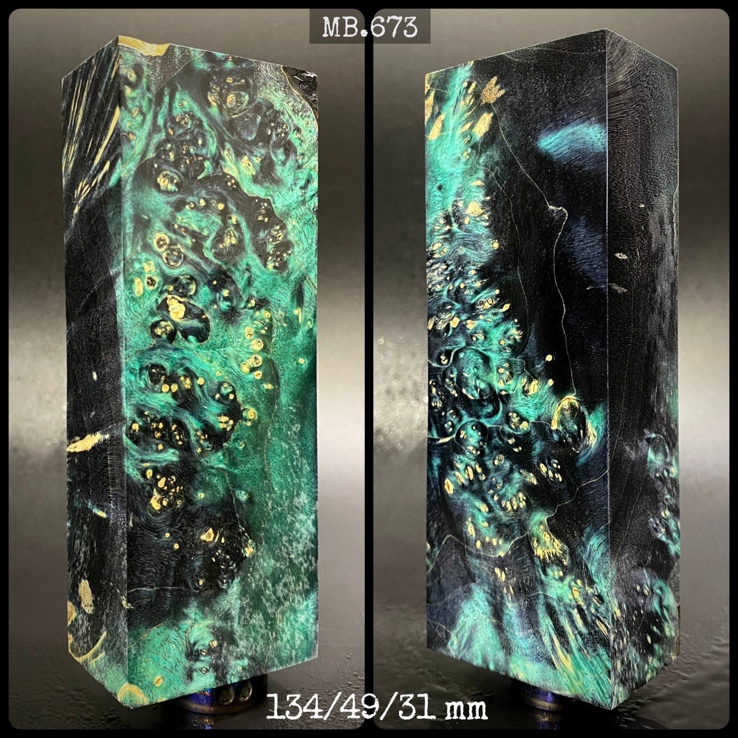 MAPLE BURL Stabilized Wood, Black & Green Colors Blanks for Woodworking. France Stock.