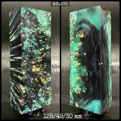 MAPLE BURL Stabilized Wood, Black & Green Colors Blanks for Woodworking. France Stock.