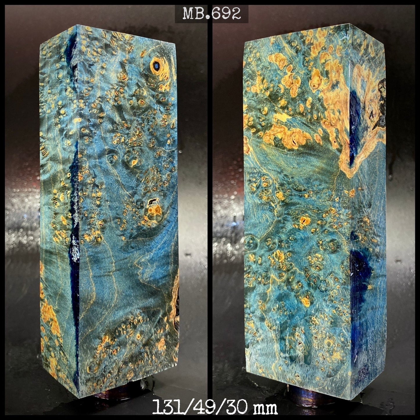 MAPLE BURL Stabilized Wood, BLUE Color Blanks for Woodworking. France Stock.