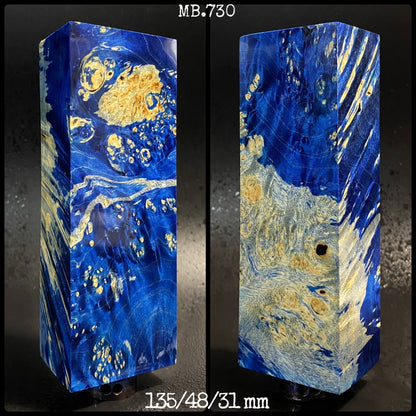 MAPLE BURL Stabilized Wood, BLUE Color Blanks for Woodworking. France Stock.