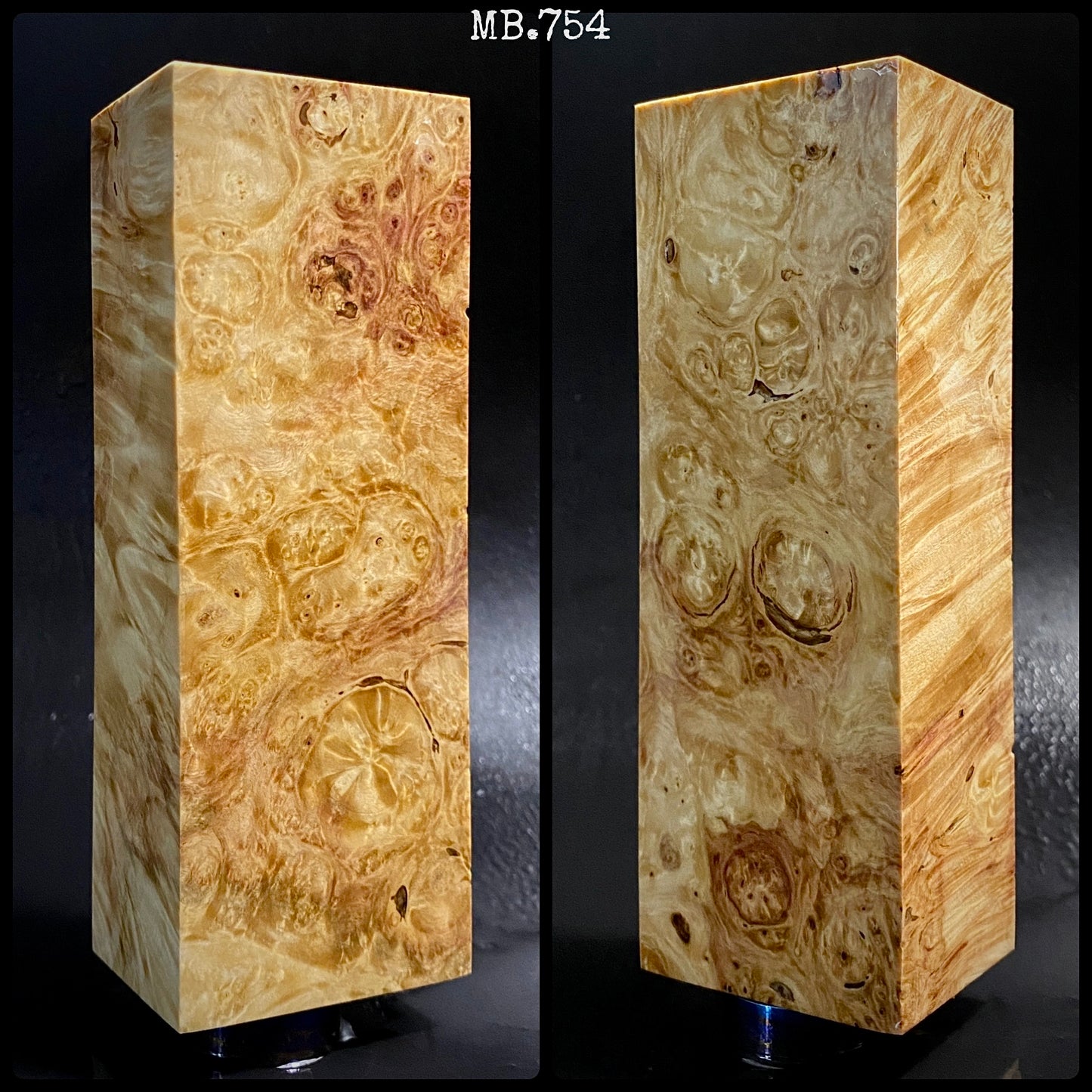 MAPLE BURL Stabilisiertes Holz, naturfarbene Rohlinge für die Holzbearbeitung. Frankreich-Aktie.