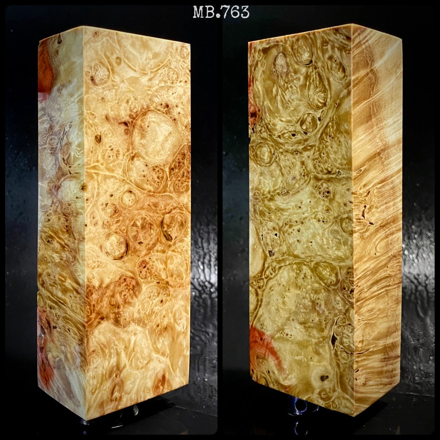 MAPLE BURL Stabilisiertes Holz, naturfarbene Rohlinge für die Holzbearbeitung. Frankreich-Aktie.