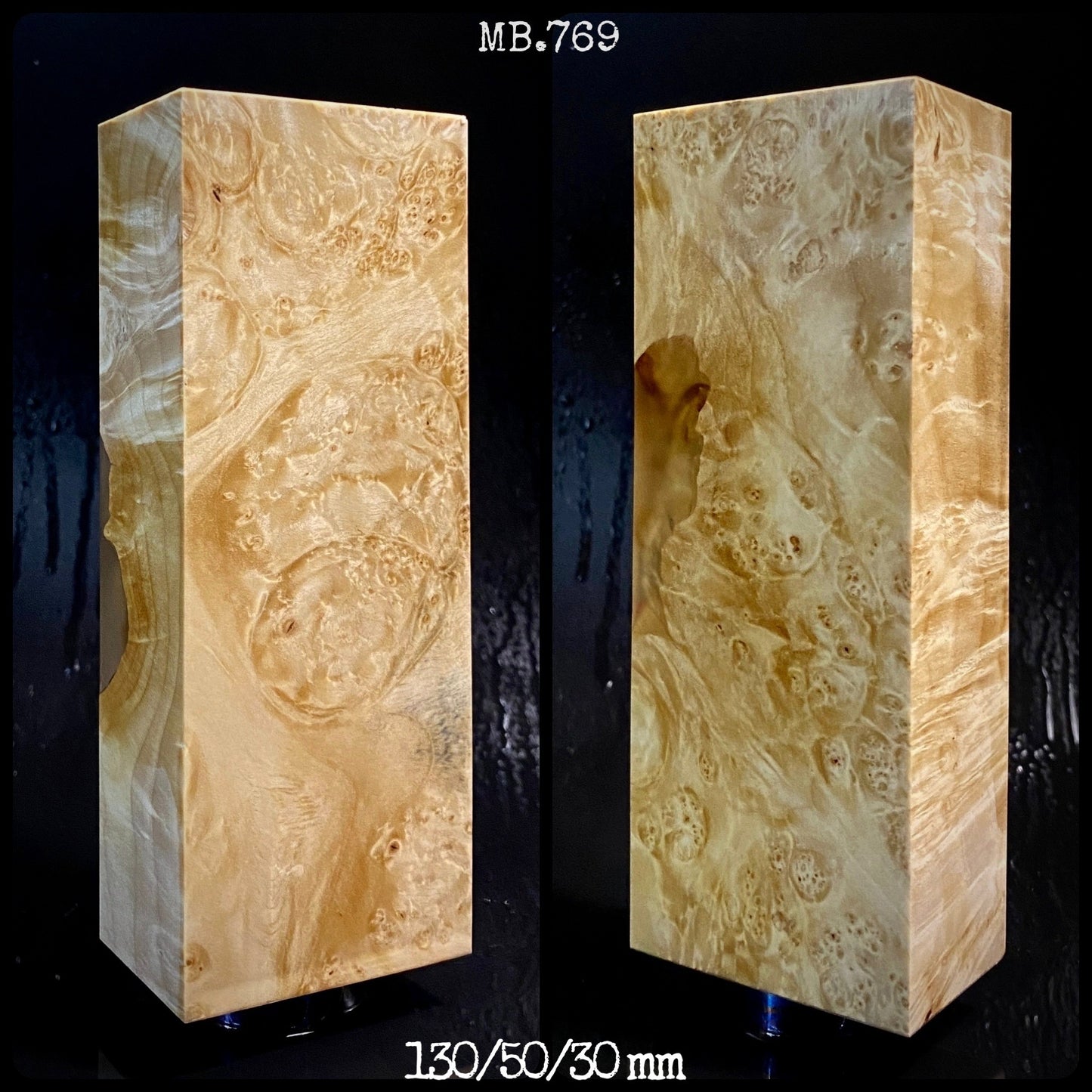 MAPLE BURL Stabilisiertes Holz, naturfarbene Rohlinge für die Holzbearbeitung. Frankreich-Aktie.