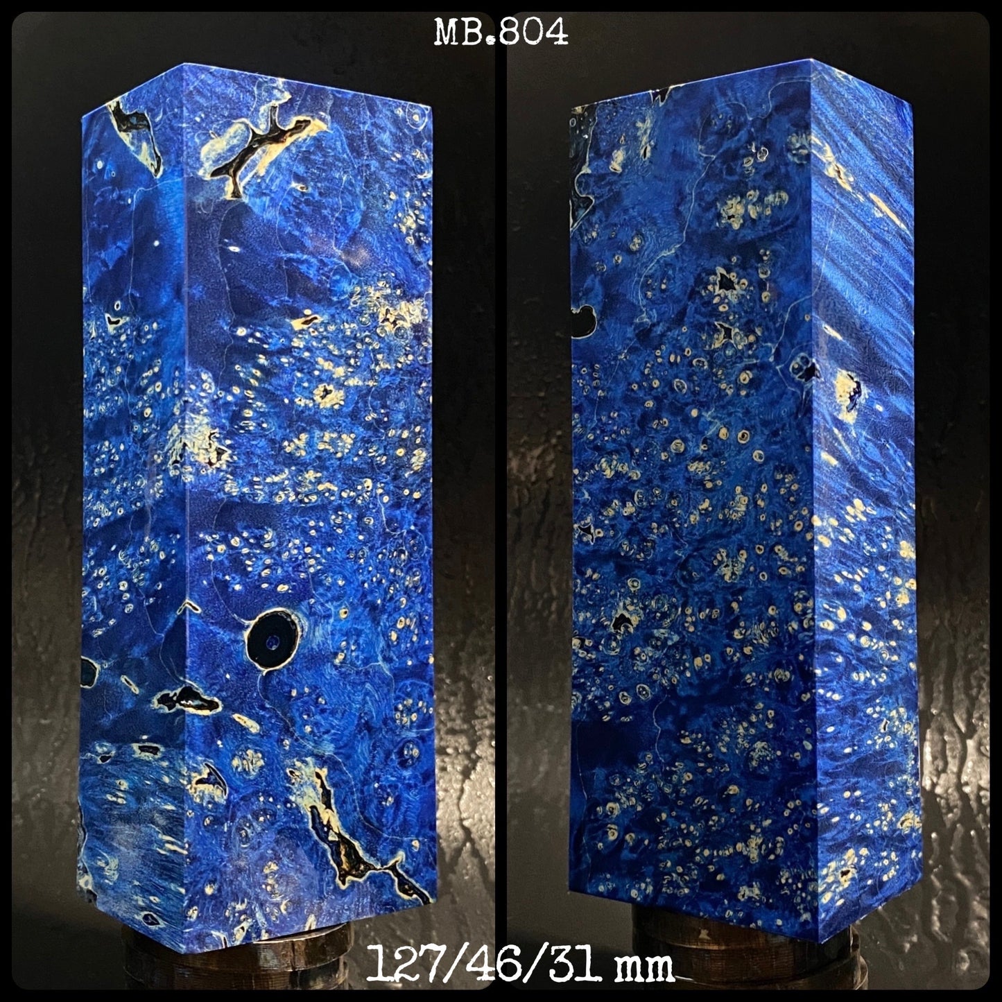 MAPLE BURL Stabilized Wood, BLUE Color Blanks for Woodworking. France Stock.