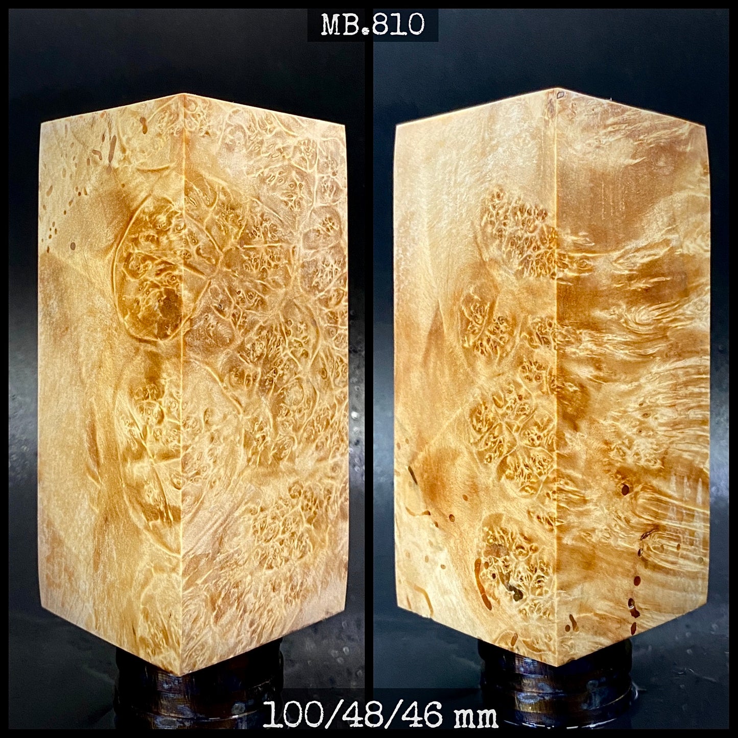 MAPLE BURL Stabilized Wood, Natural Colors, Blanks 100\50\50 mm. France Stock.