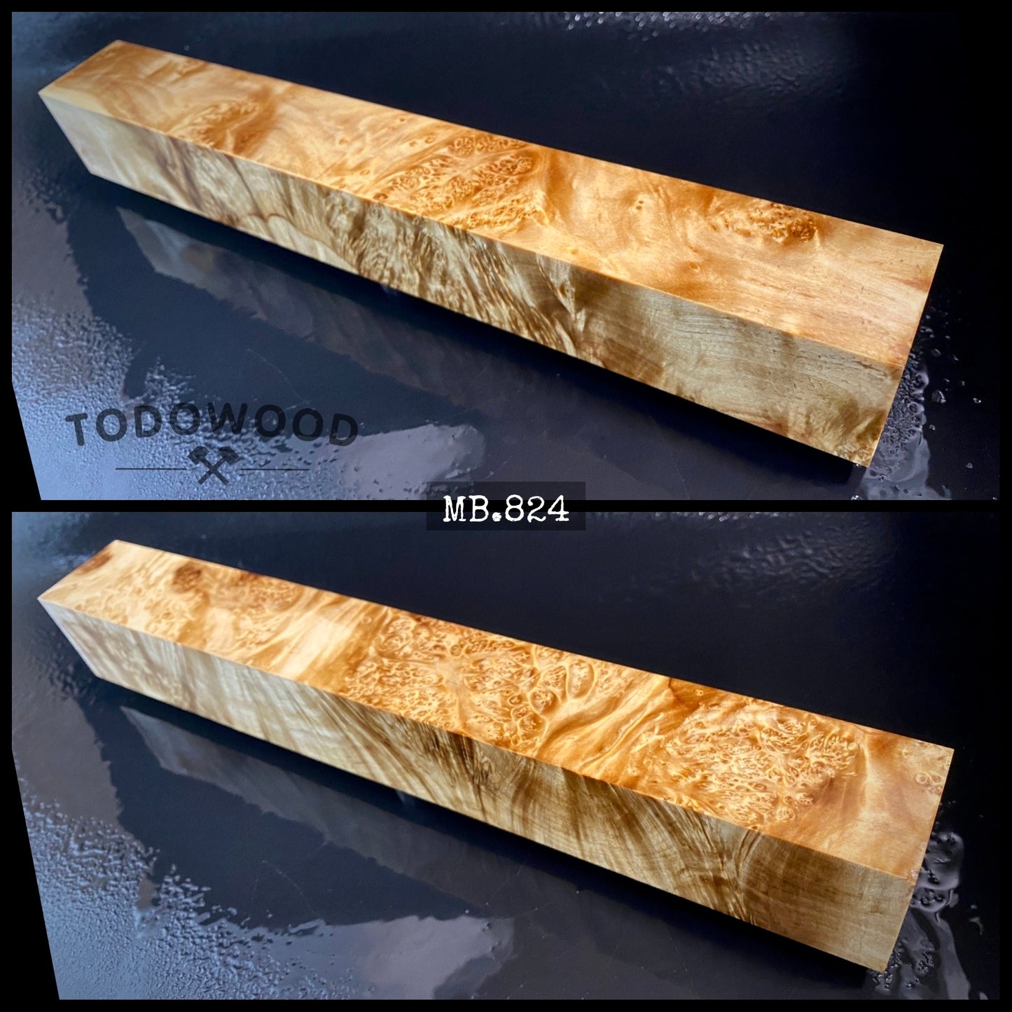 MAPLE BURL Stabilized Wood, Long Sizes 300\40\40 mm, Premium Blanks. France Stock.